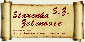 Stamenka Zelenović vizit kartica